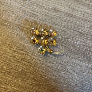 Vintage Catamore 1/20 12K GF Gold Filled Rhinestones Multi Colors Brooch Exc.